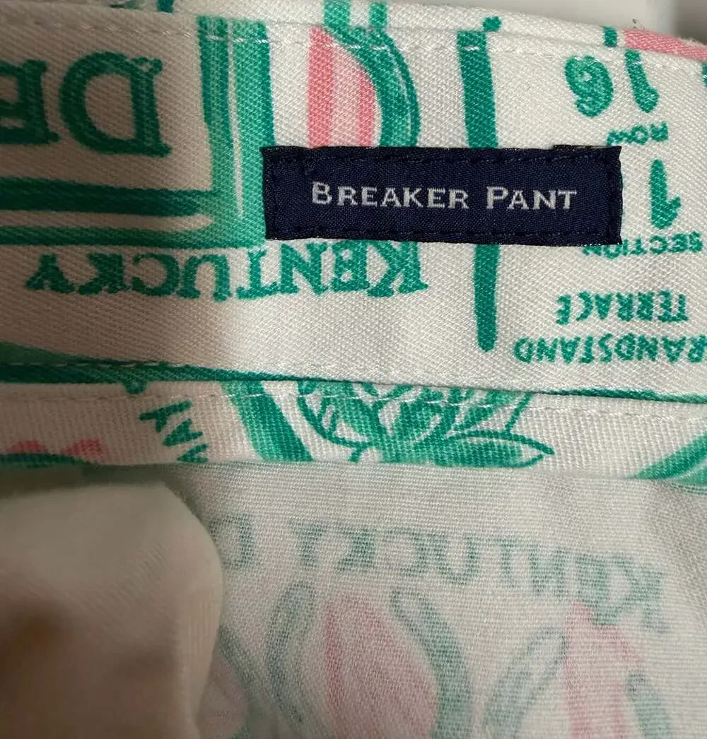 Vineyard Vines Kentucky Derby Ticket Print Breaker Pants men’s 40x32